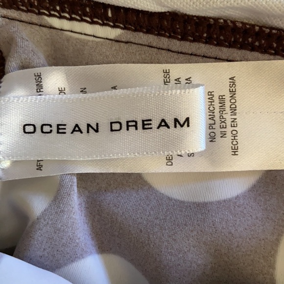 Ocean Dreams Size 12 Brown White Polka Dot Turquoise Double Straps Tankini - Picture 6 of 7